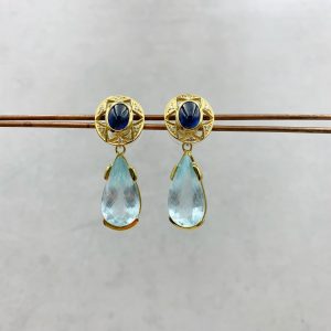 Ohrhänger mit Aquamarin und Saphir