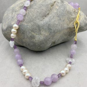 Amethyst Kette mit Perlen