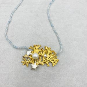 Collier "Korallenriff" mit Aquamarin