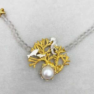 Collier "Korallenriff" mit Bergkristall