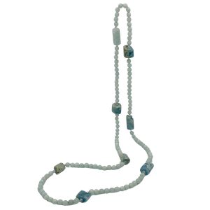 Lange Halskette Aquamarin und Chalcedon
